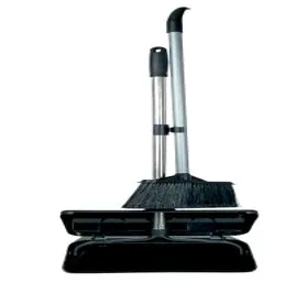 Roots Lobby Dust Pan, Black, with Broom — image 1