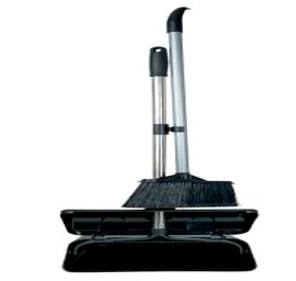Roots Lobby Dust Pan, Black, with Broom — image 1