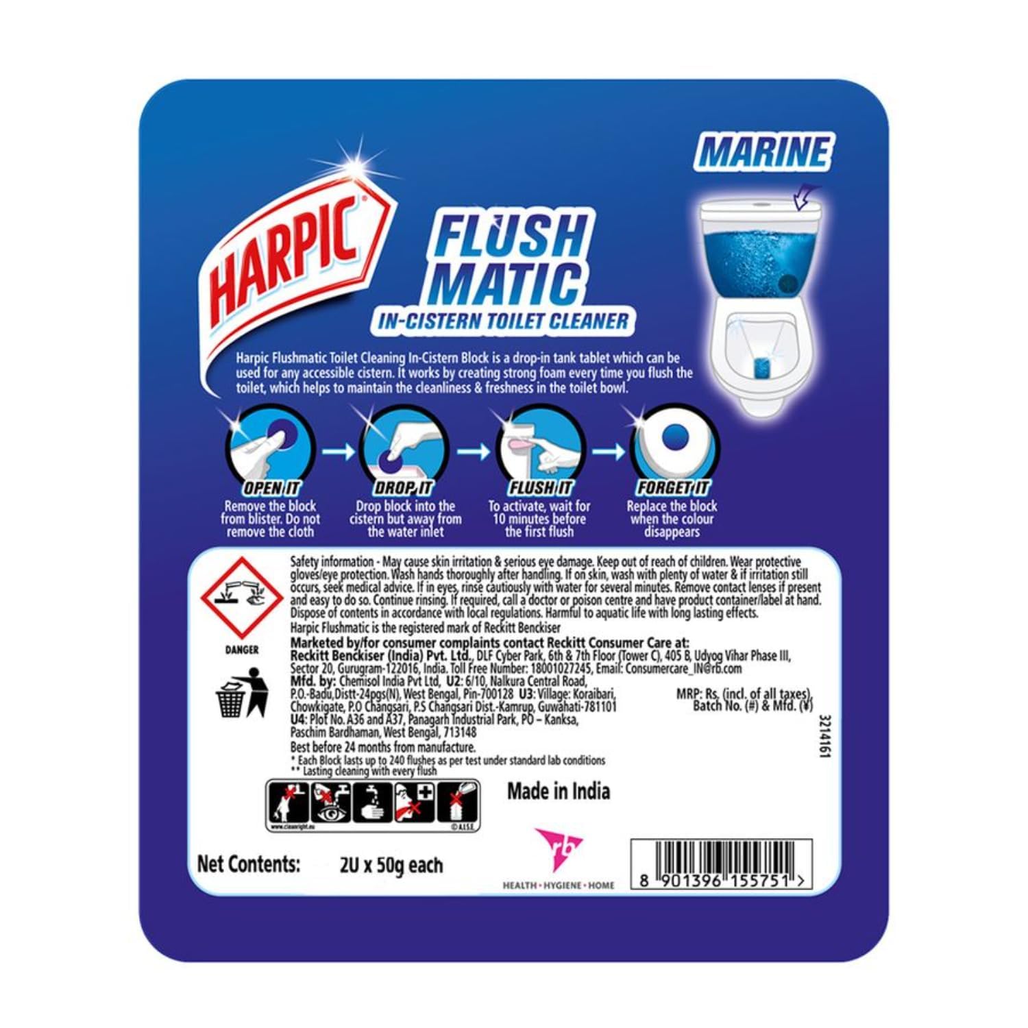 Harpic Flushmatic | In-Cistern Toilet Cleaner Blocks, 100 gm — image 2