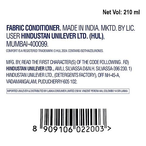 Comfort Fabric Conditioner, Blue ( Morning Flesh ), 210 ml - Bottle — image 2
