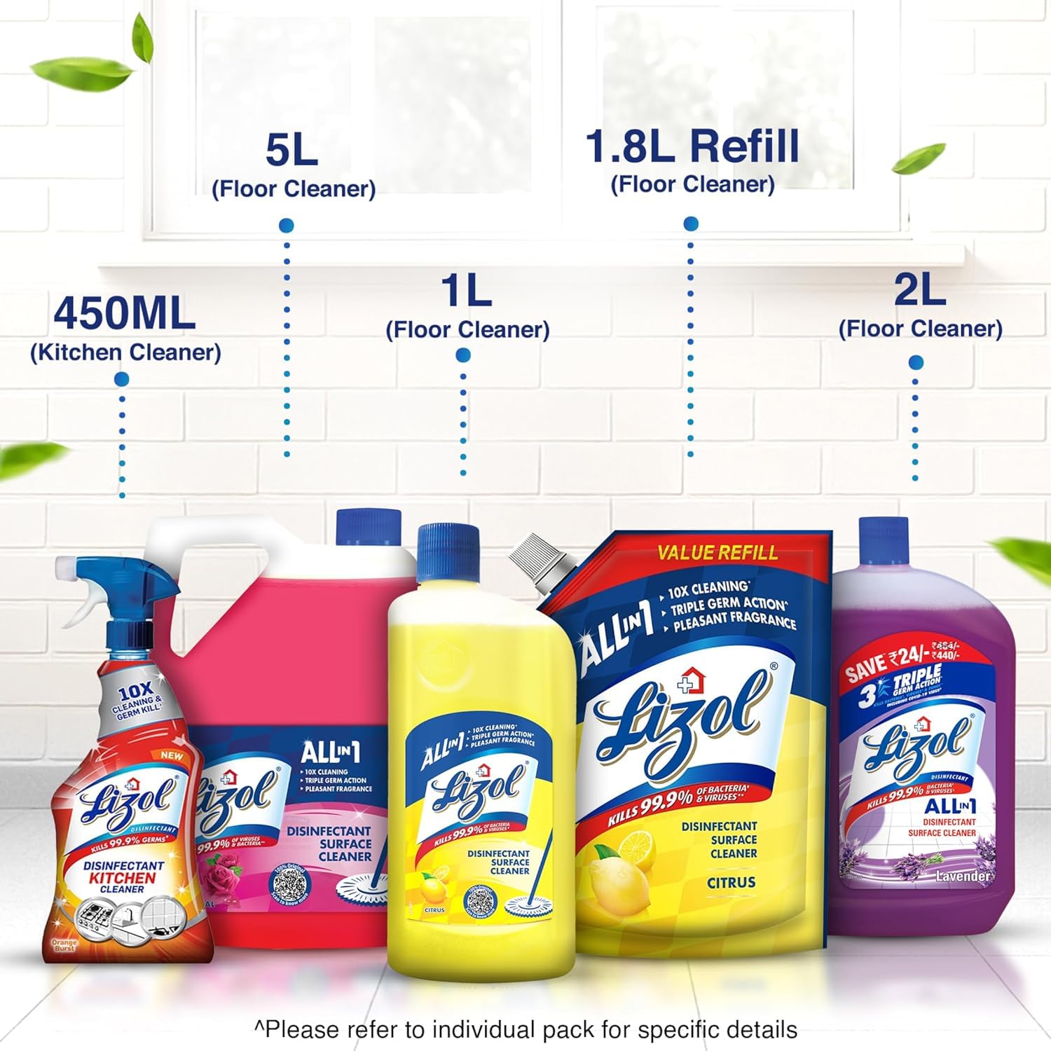 Lizol Disinfectant Surface & Floor Cleaner Liquid,, Random / Mix - 975 ml — image 2