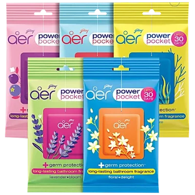 Godrej Aer Power Pocket Bathroom Fragrance - Buy 4 Get 1 Free, 10gm x 5 pcs — image 1