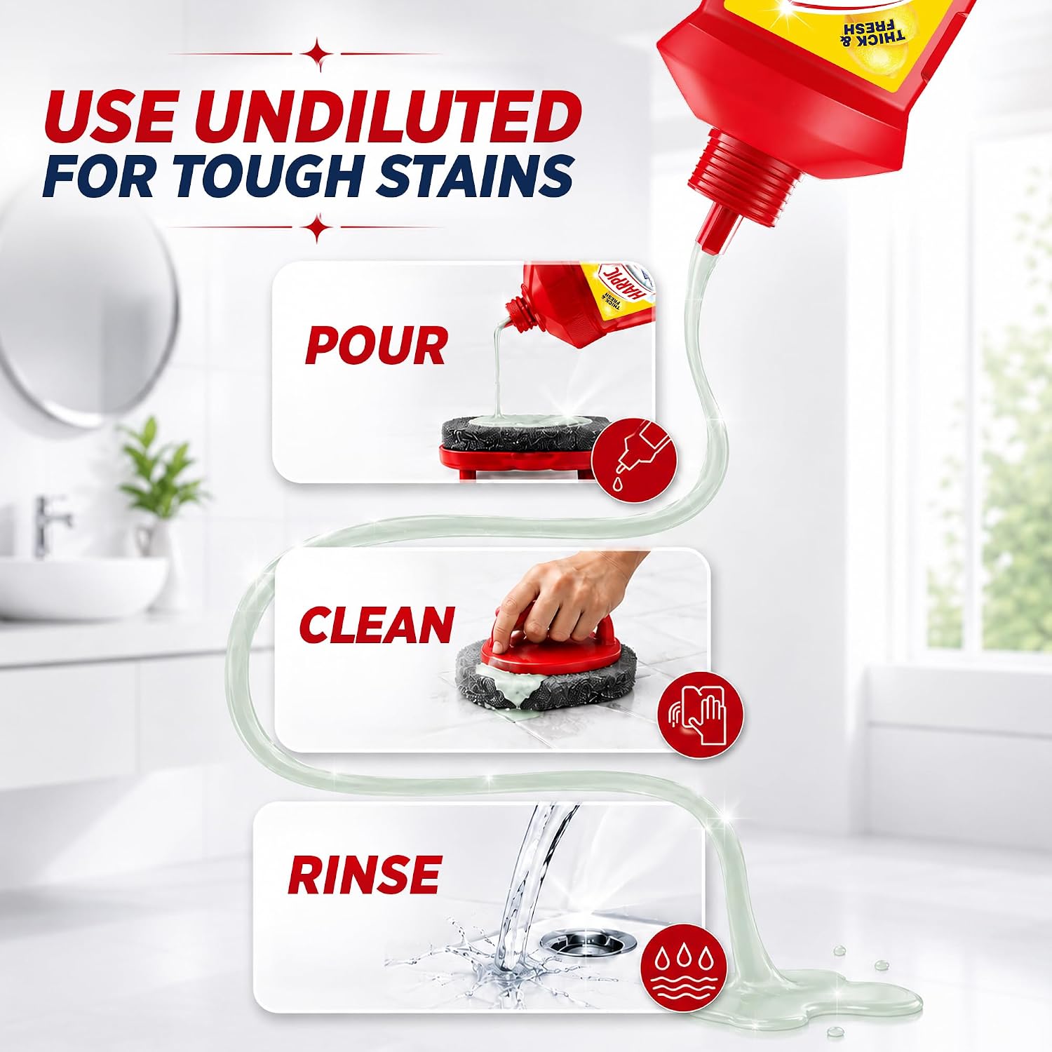 Harpic Disinfectant Bathroom Cleaner Liquid, Lemon or Floral - 1 L — image 4
