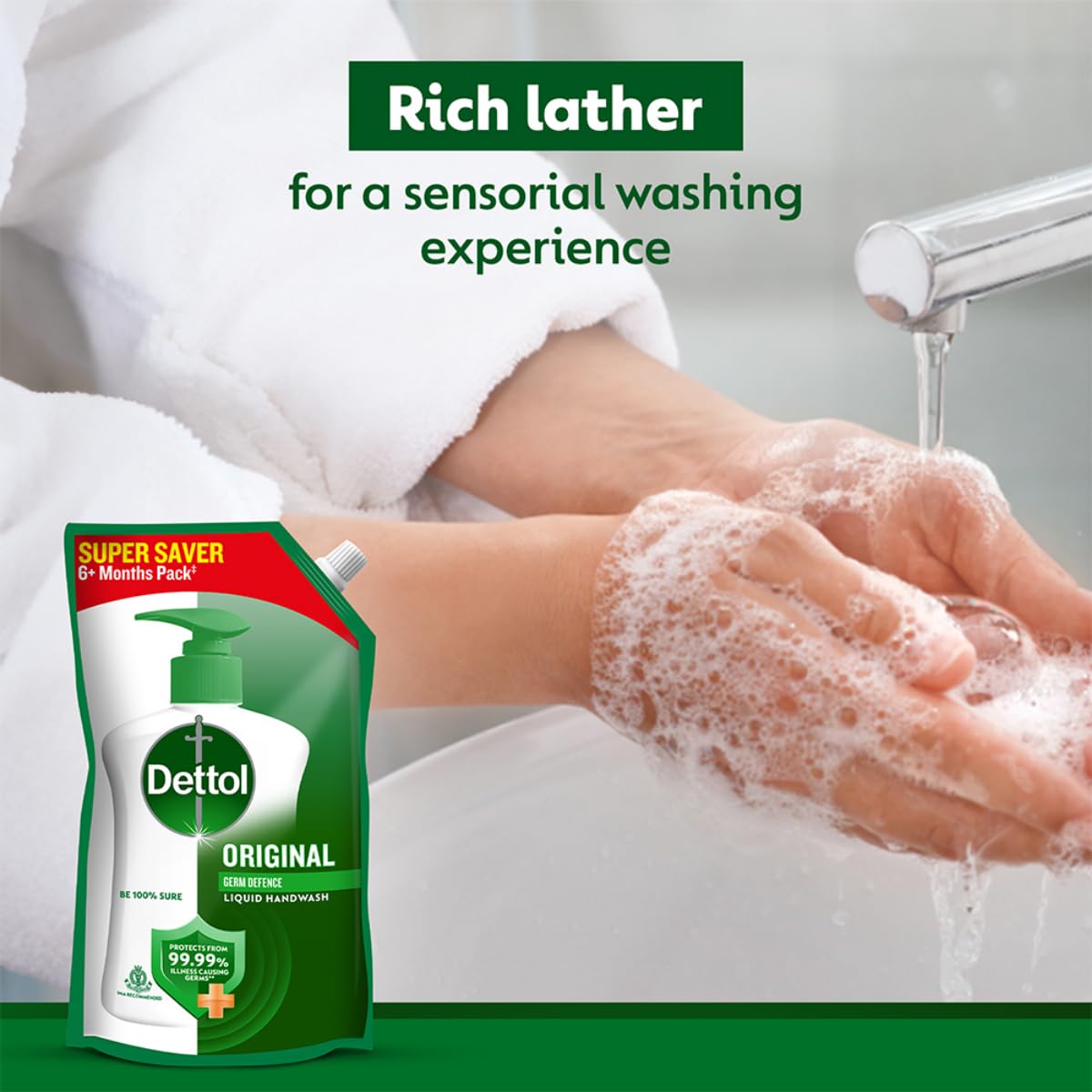 Dettol Liquid Handwash Original, 650 ml - Refill Pouch — image 2