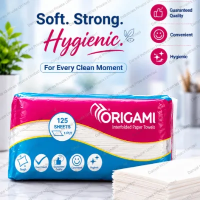 Origami Interfold Paper Towel, 21x21 cm, 1 Ply x 125 sheets — image 1