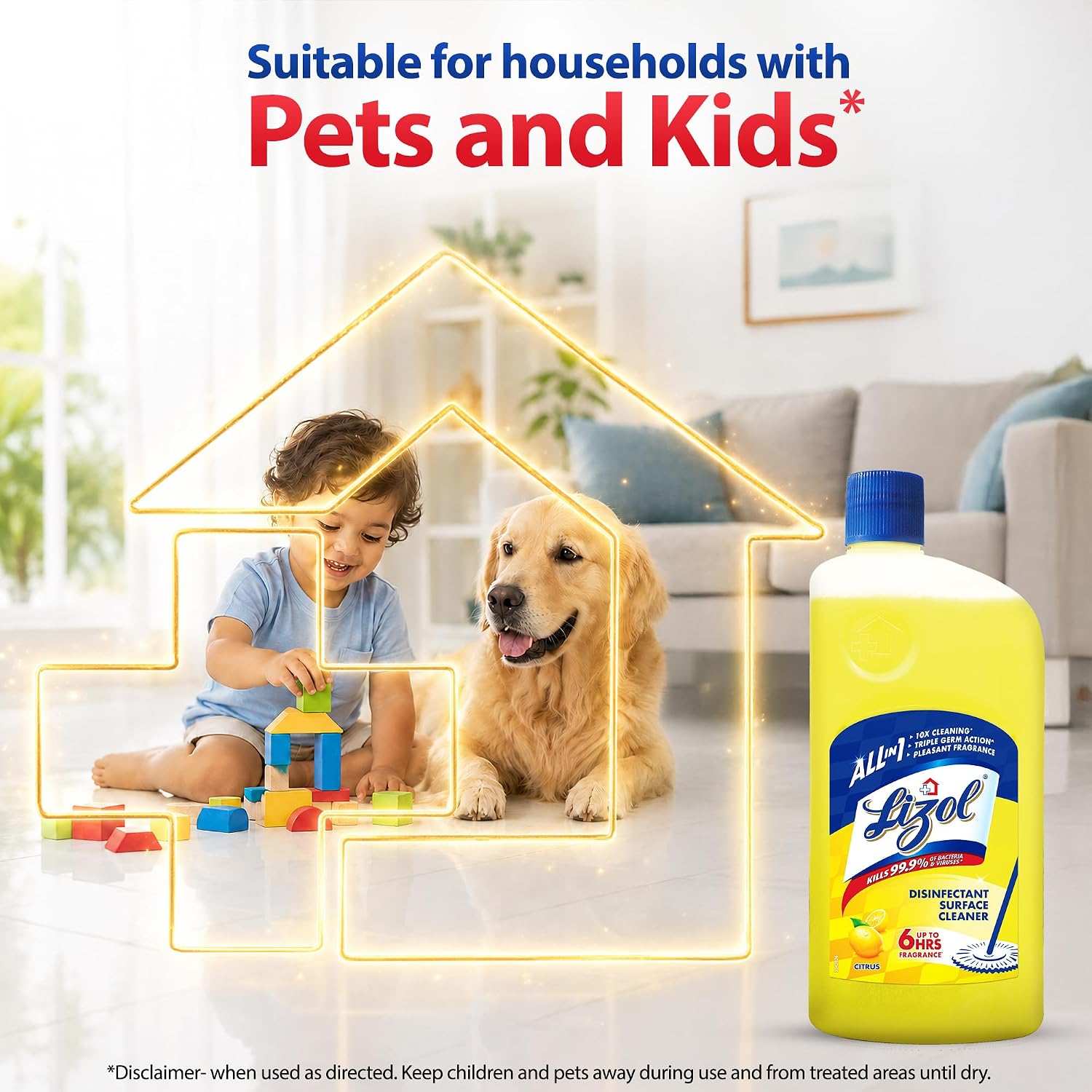 Lizol Disinfectant Surface & Floor Cleaner Liquid,, Citrus - Yellow - 975 ml — image 3